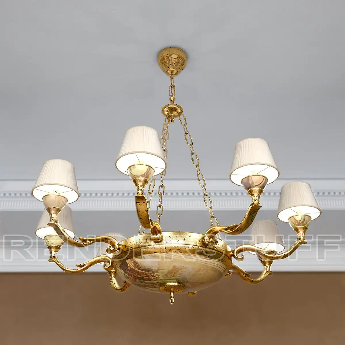 Eight Lamps Classic Chandelier Free 3D Model