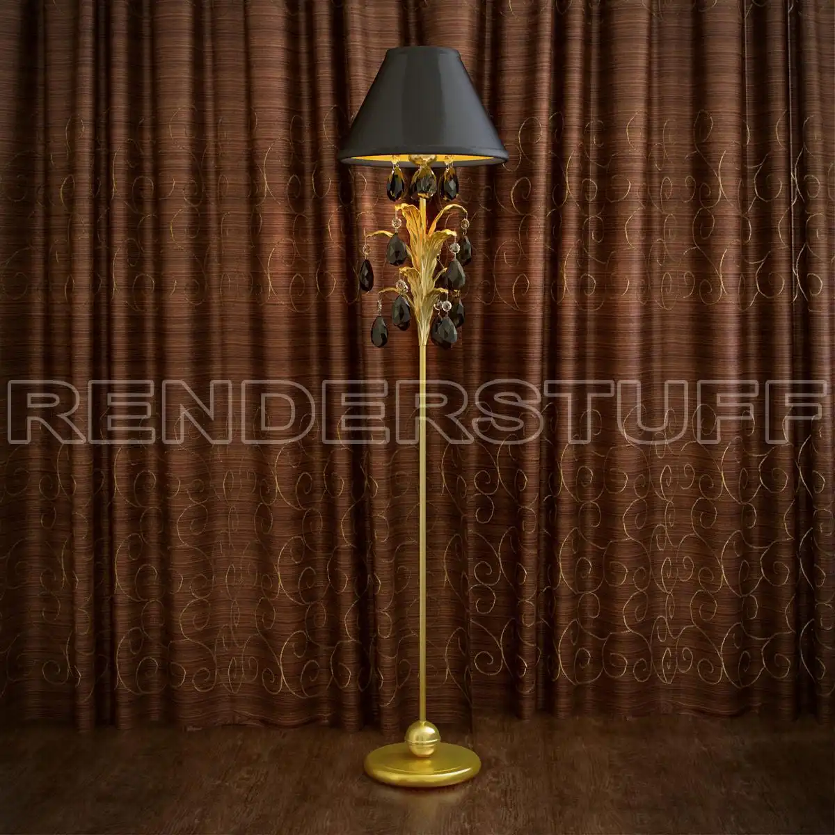 Lamp With Golden Floor Stand Free 3D Model
