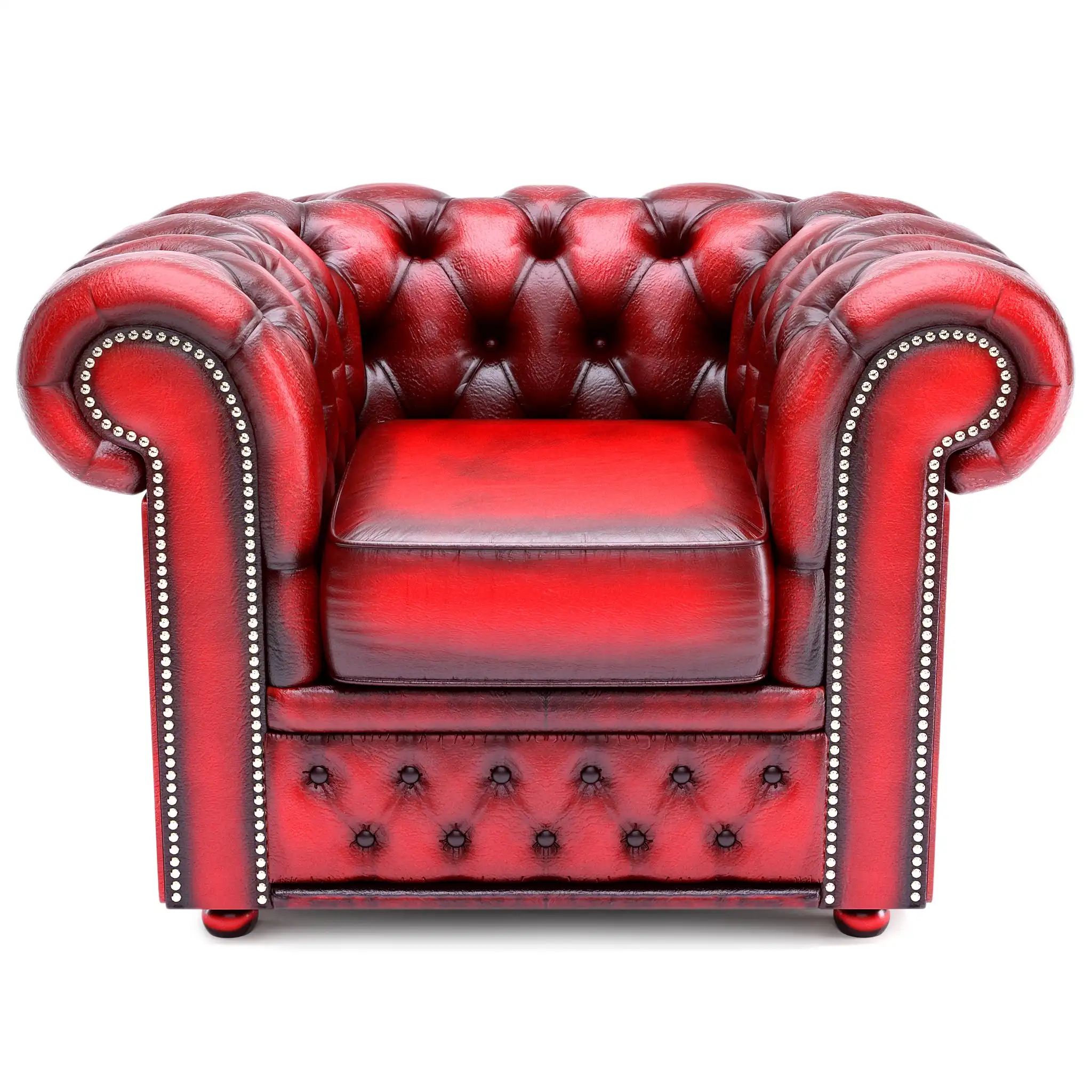 Red Leather Chesterfield Armchair 3D Model