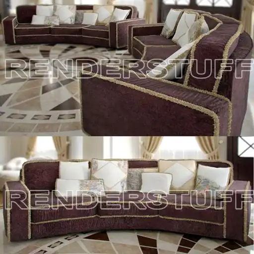Sofa Semicircular Furry Large Free 3D Model