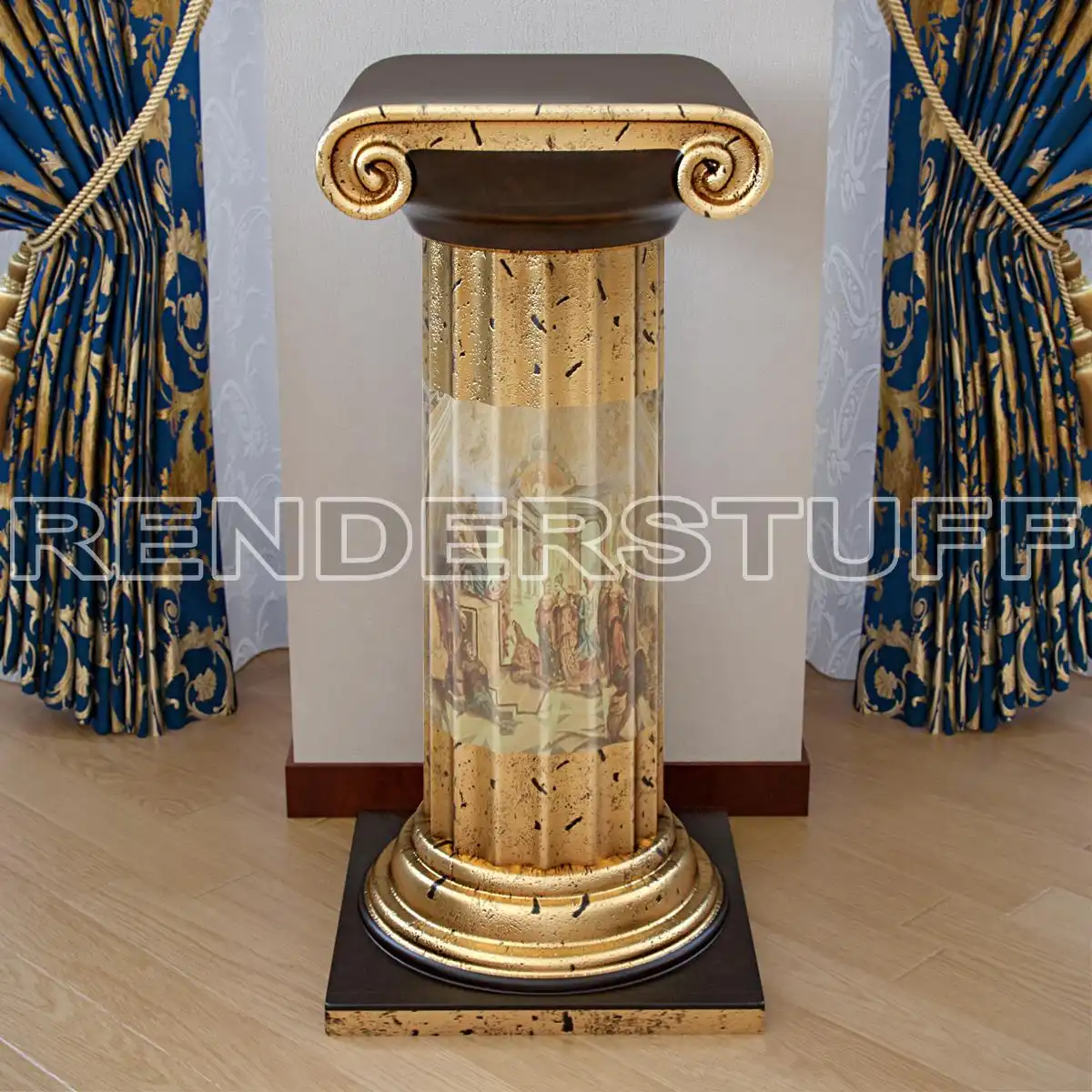 Column Pedestal Golden Free 3D Model