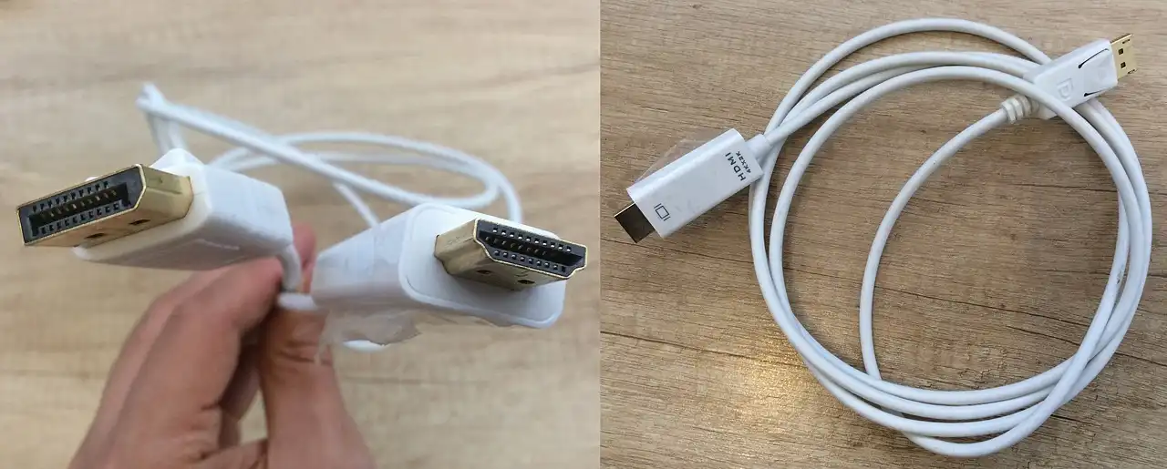 Real photo of DisplayPort 1.2 to HDMI 2.0 Active Adapter for LCD TV as PC monitor.