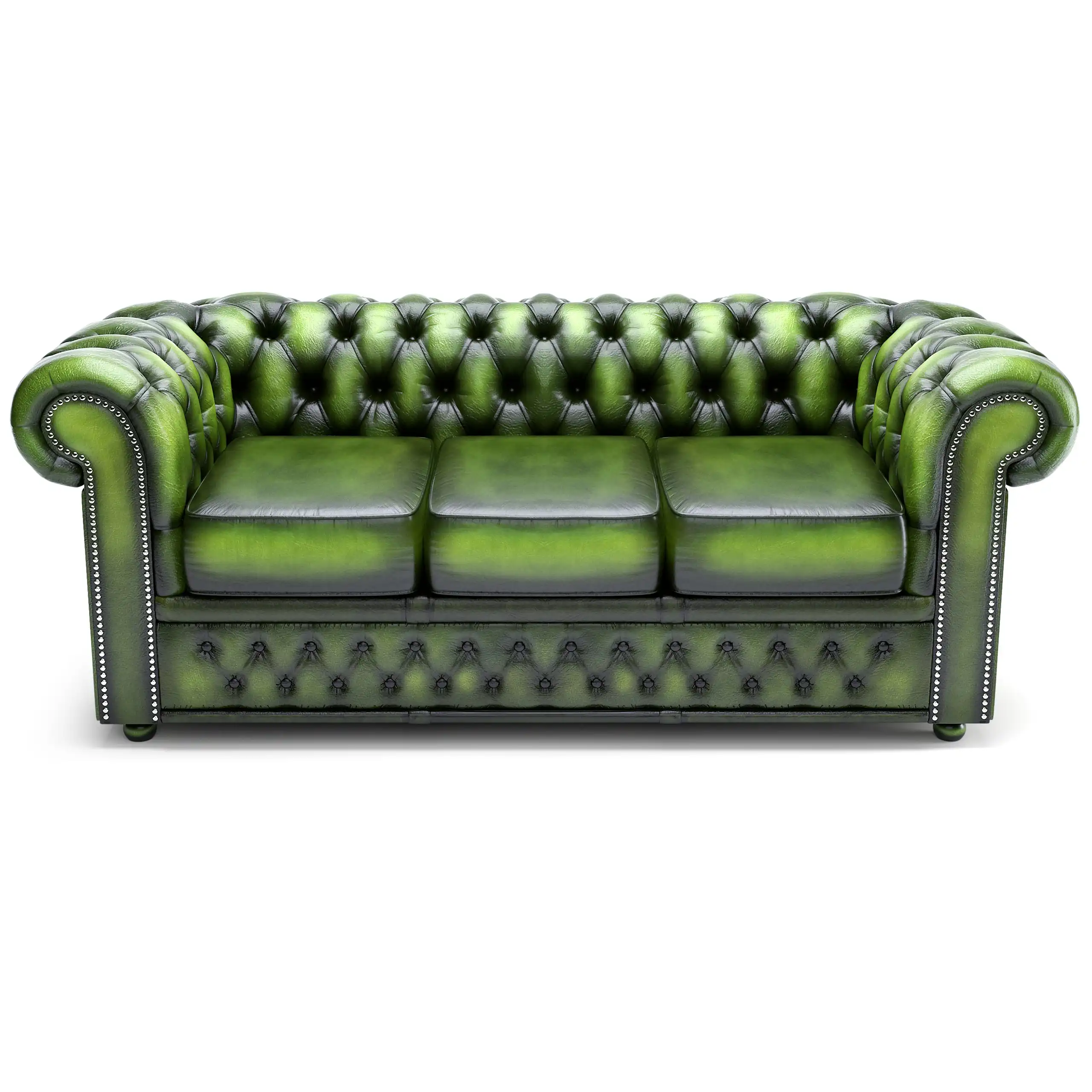 3 Seater Green Leather Chesterfield Sofa 3D Model