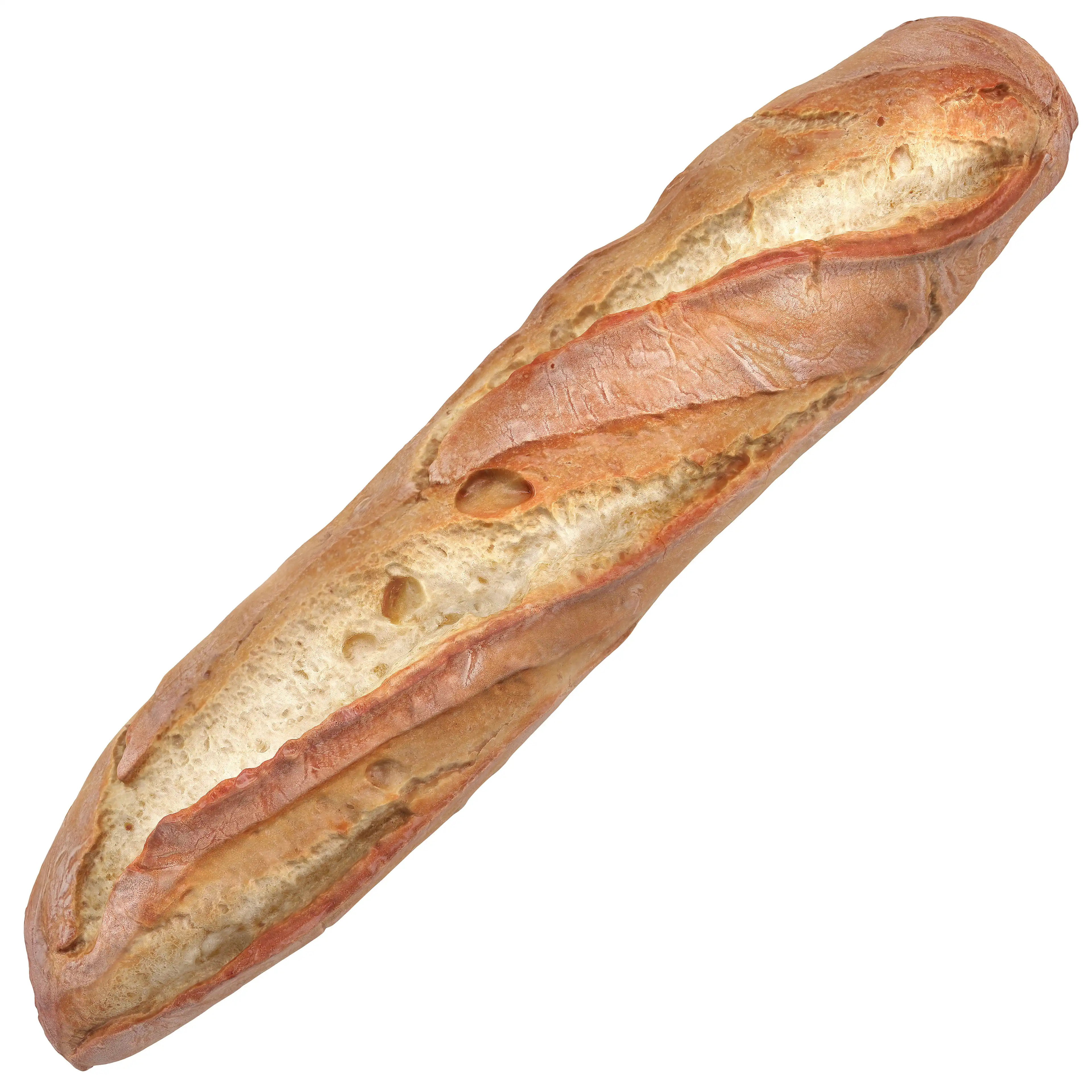Photorealistic scanned 3d model of french bread - baguette.