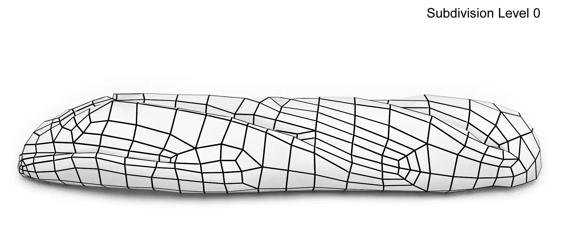 baguette 3d model base wireframe render with no subdivision