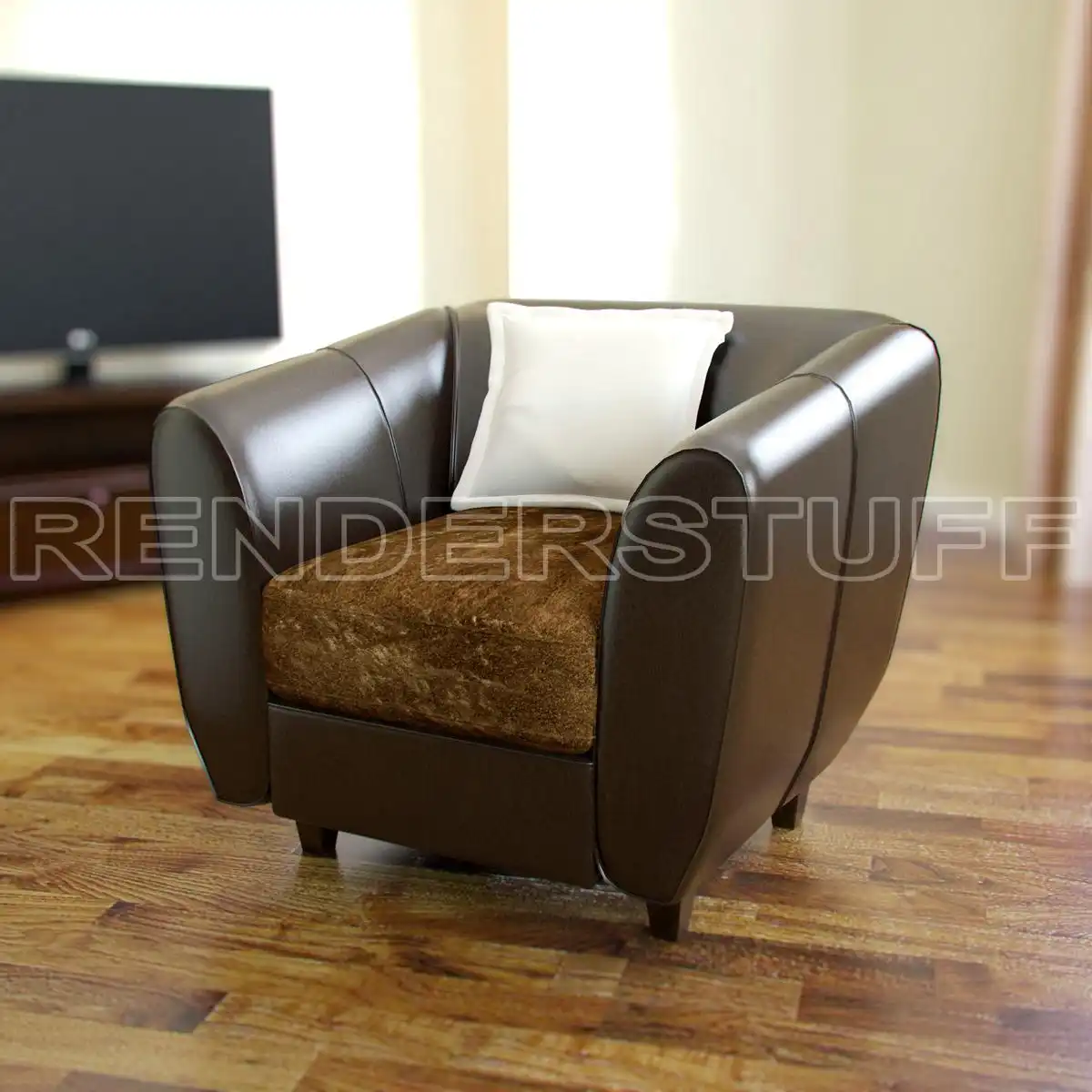 Armchair Suede And Leather Free 3D Model