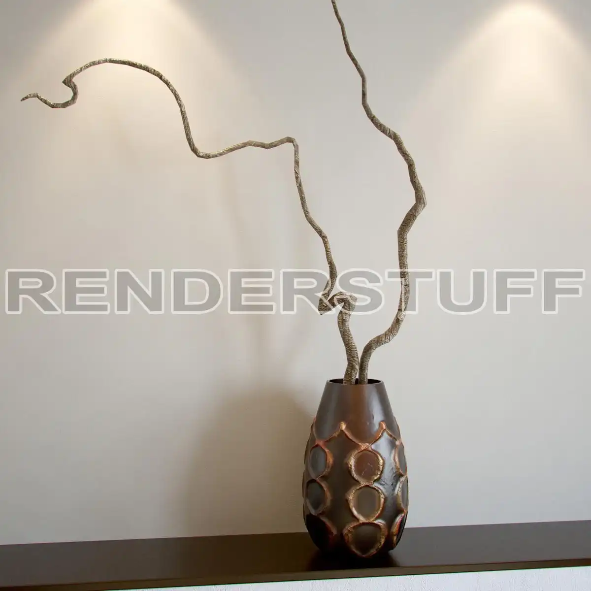 Vase Decorative With Branch Free 3D Model