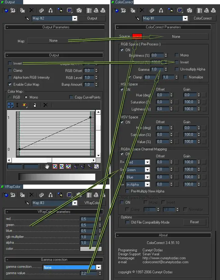 ColorCorrect comparing Output and VRayColor