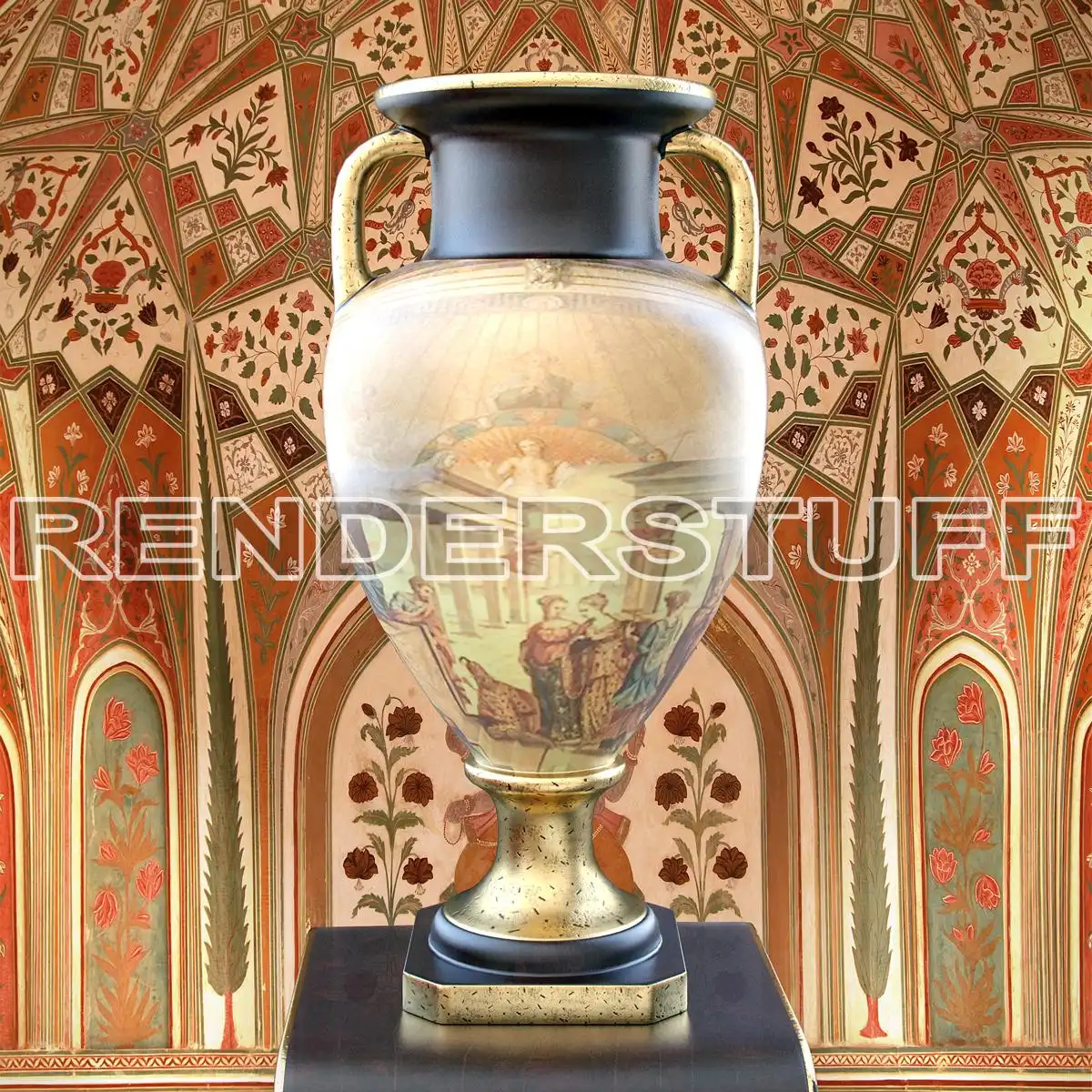 Vase Amphora Antique Gilded Free 3D Model