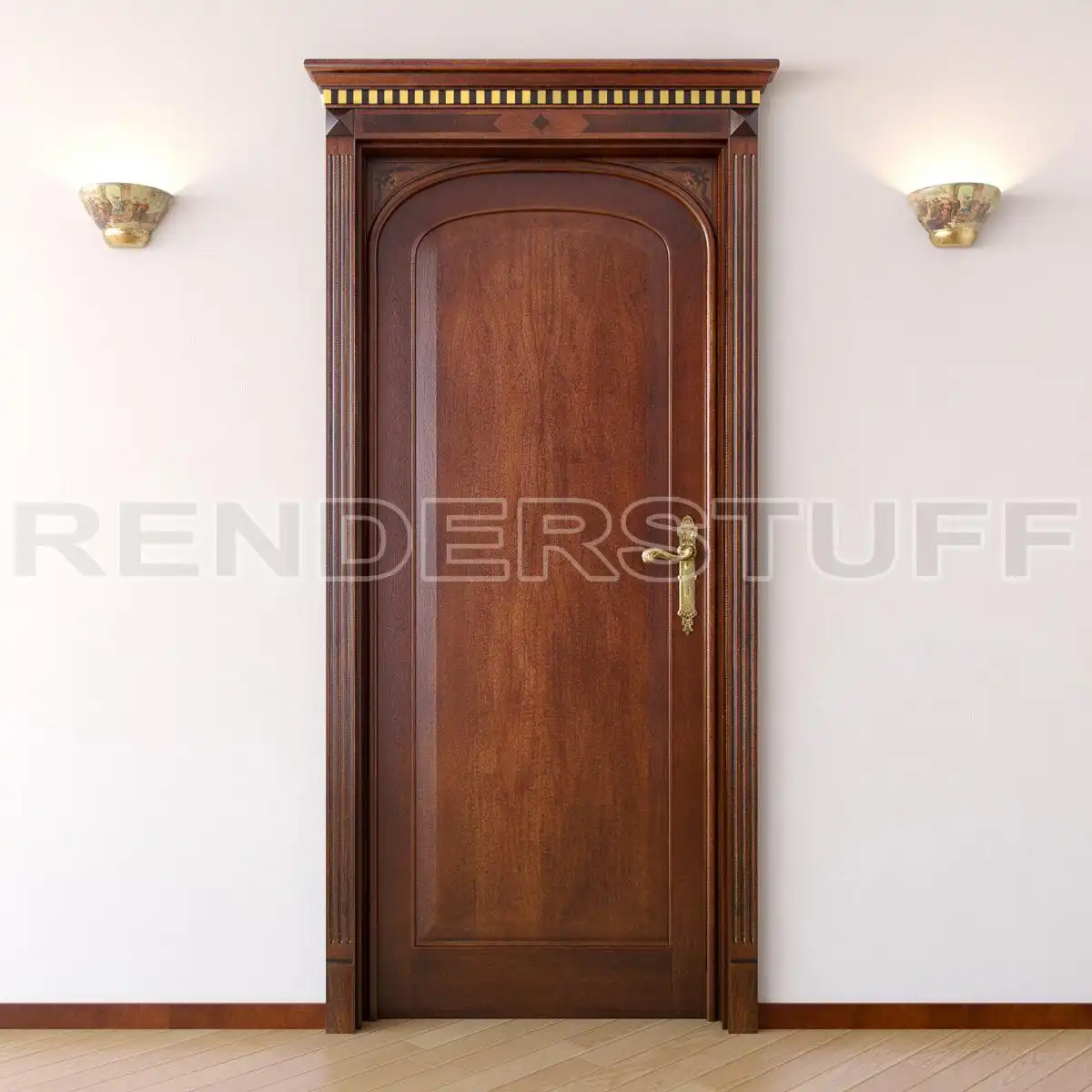 Door Solid Wooden Free 3D Model