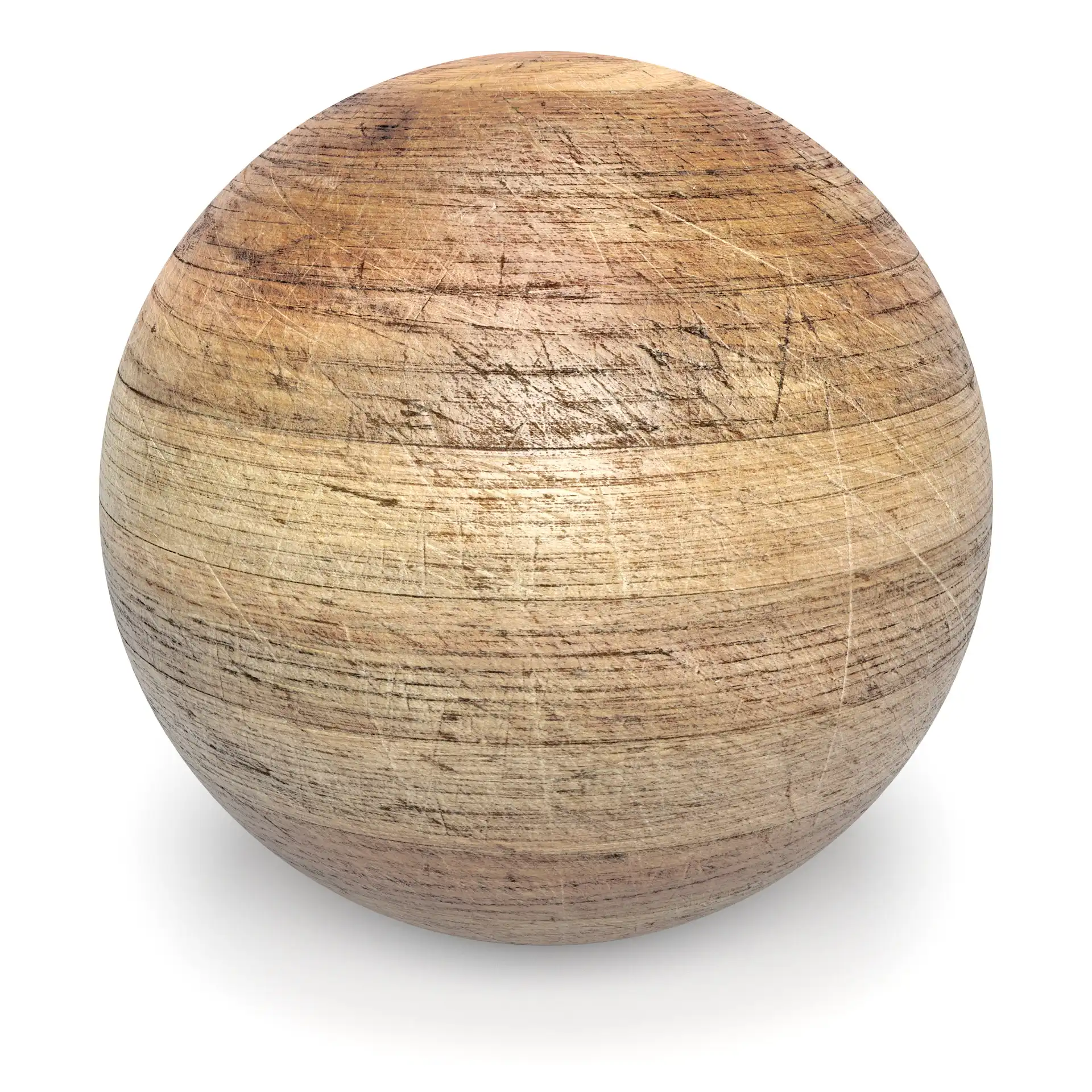 An example of a physically based rendering of material in a white studio, created using a PBR set of textures of old scratched wood from a cutting board. Visualisation done in 3ds Max with V-Ray. VRayMtl used as base material.
