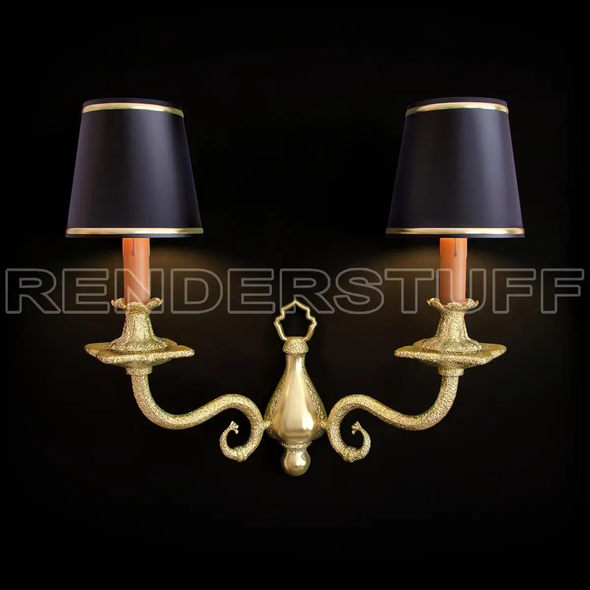 Sconce Wall With Black Silk Shades Free 3D Model