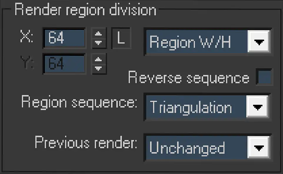 Screenshot of Render region division section of V-Ray:: System rollout, which displays a settings of rendering buckets.