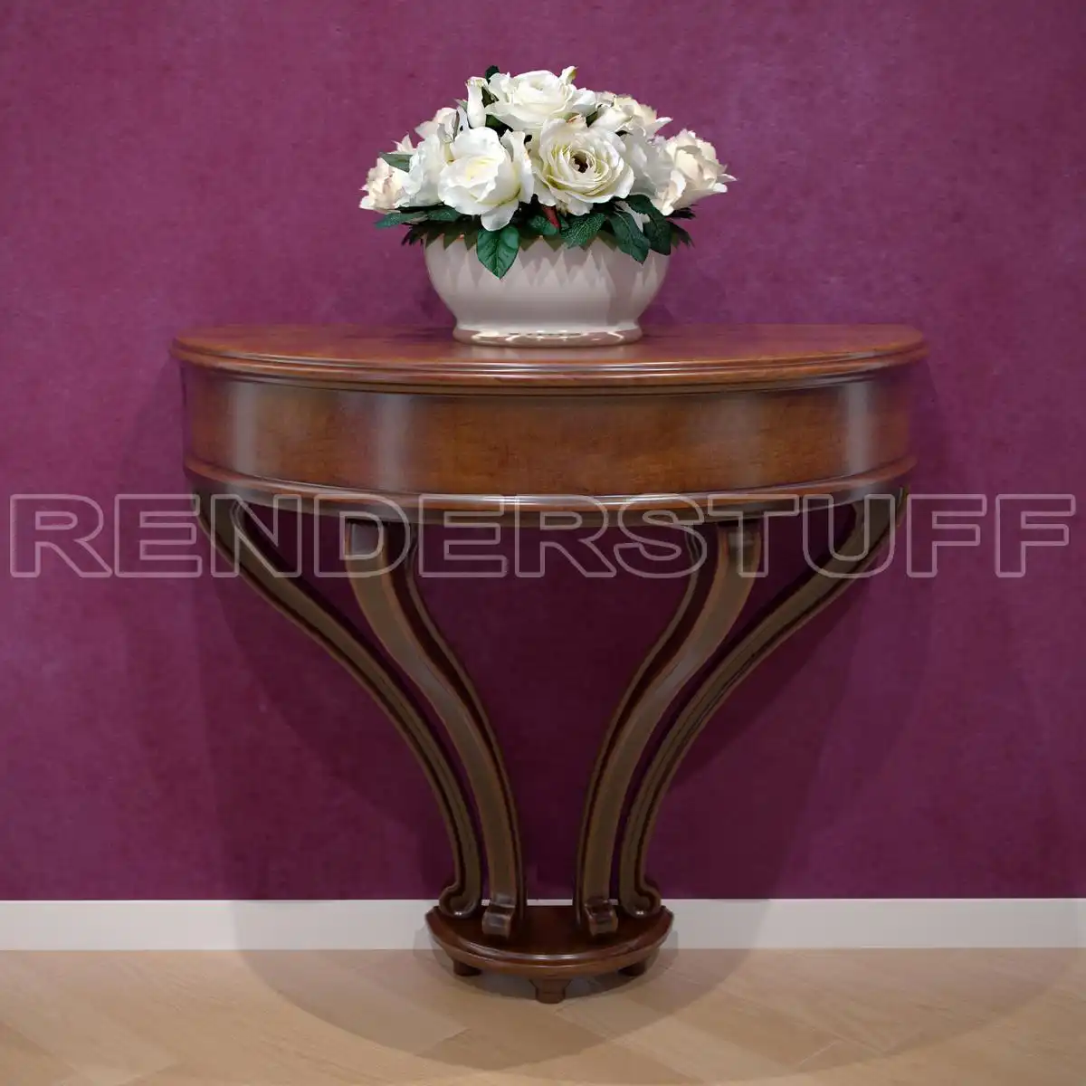 Table Console Hallway Half Round Free 3D Model