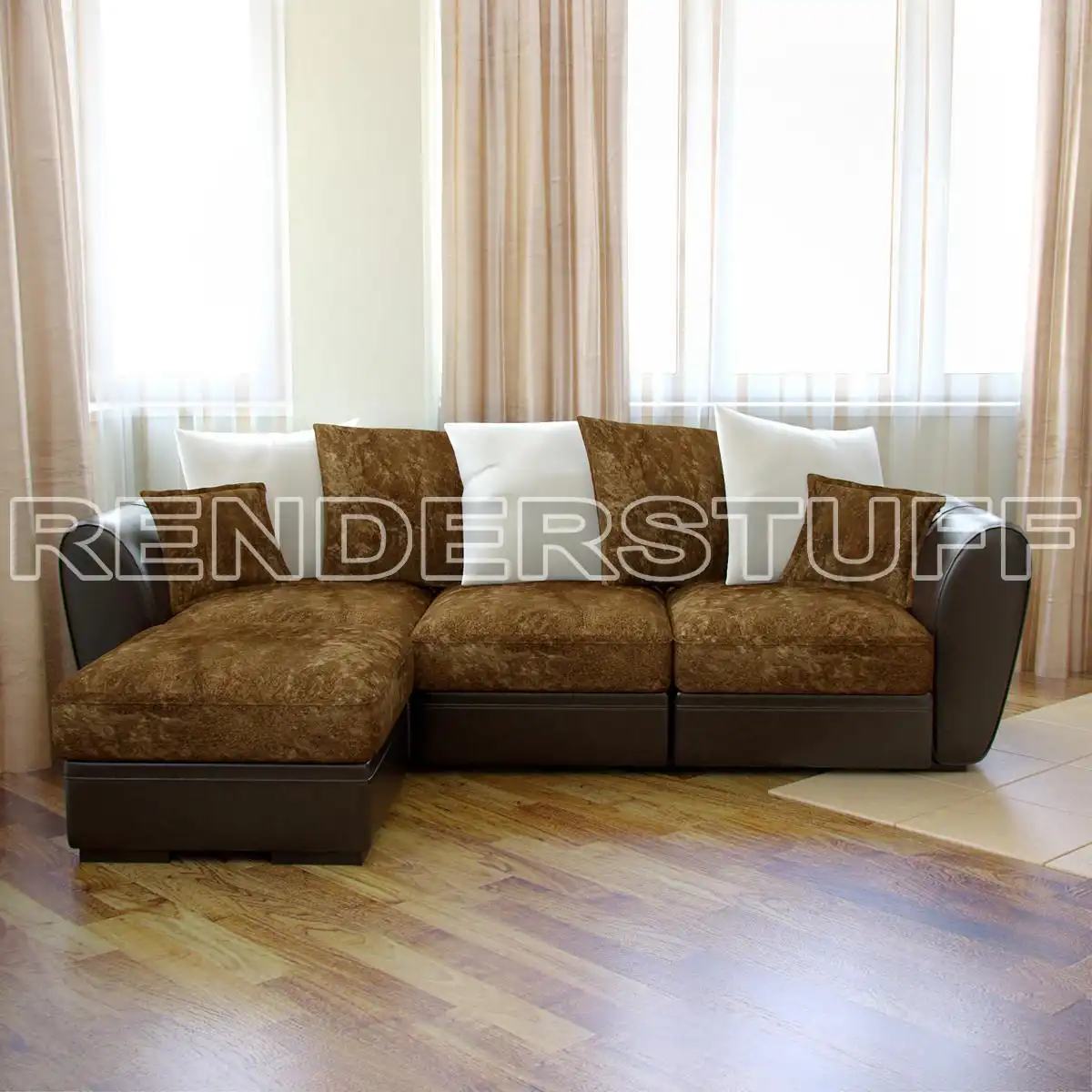 Sofa Suede And Leather Free 3D Model