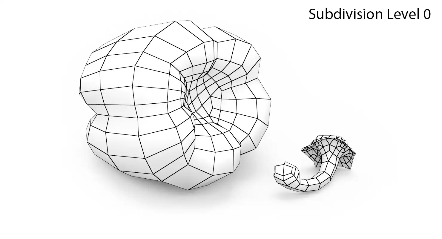 Wireframe render of a base low polygonal mesh of red bell pepper 3d model in a white studio.