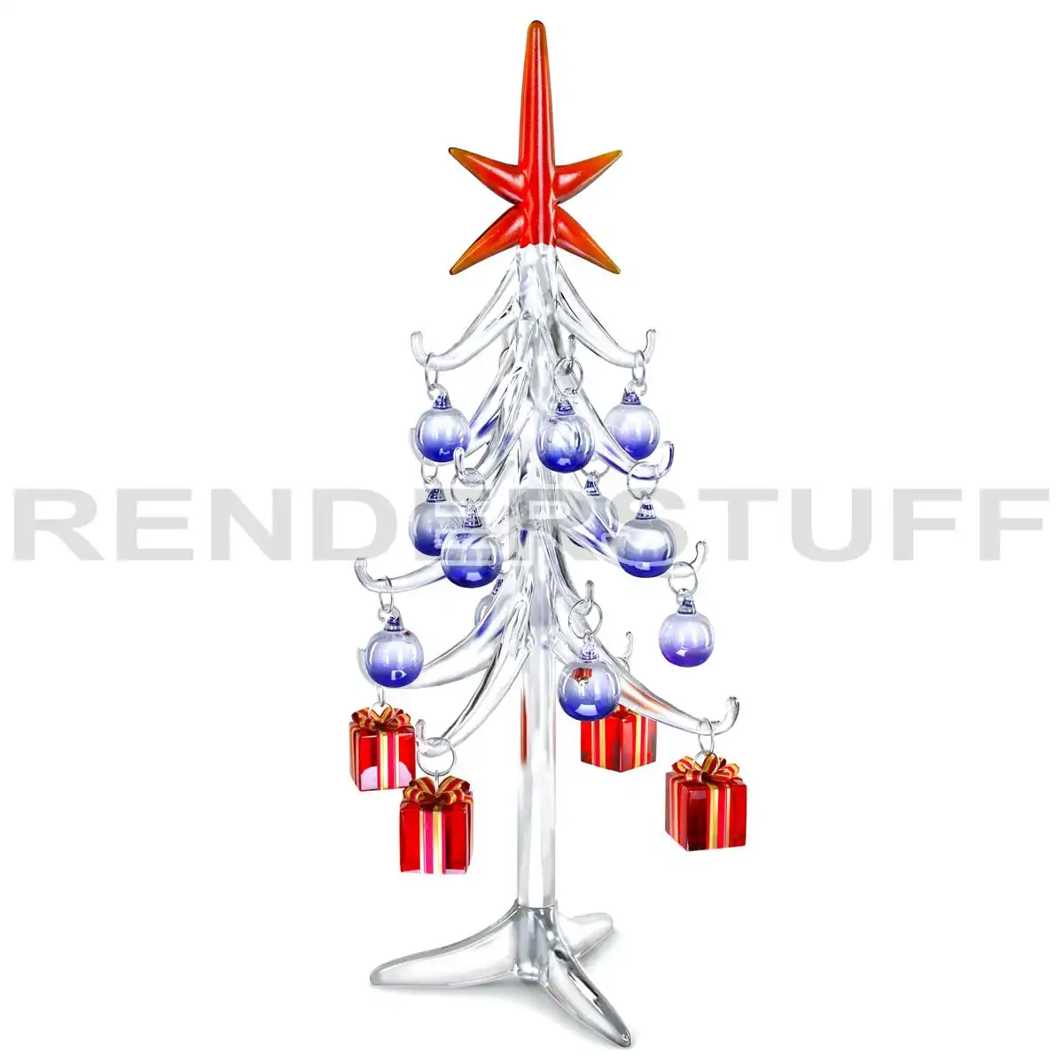 Crystal Christmas Tree With Decorations 3D Model