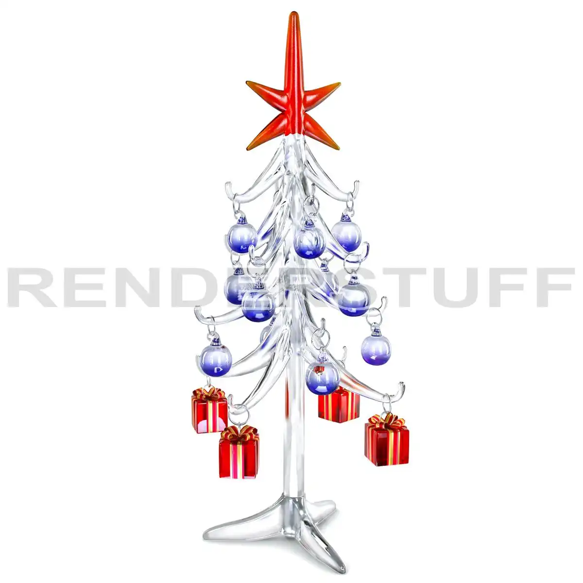 Crystal Christmas Tree With Decorations 3D Model Download for Free