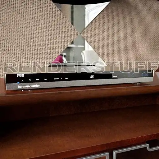 3D model of a Harman Kardon DVD player with glossy black finish, rendered photorealistically