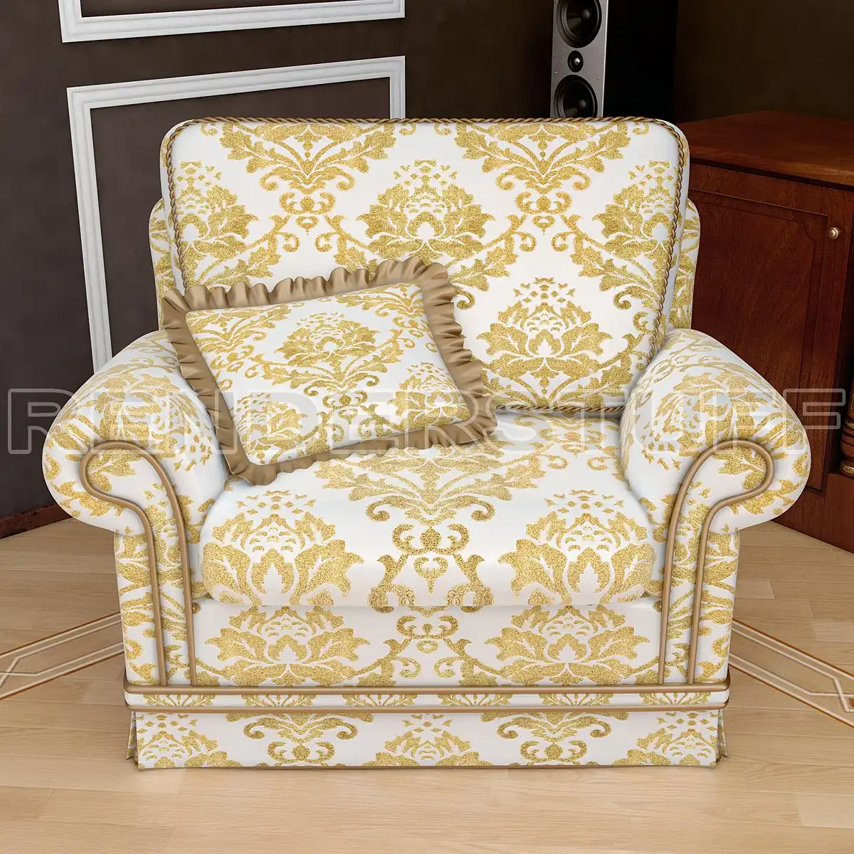 Golden Pattern Armchair Free 3D Model