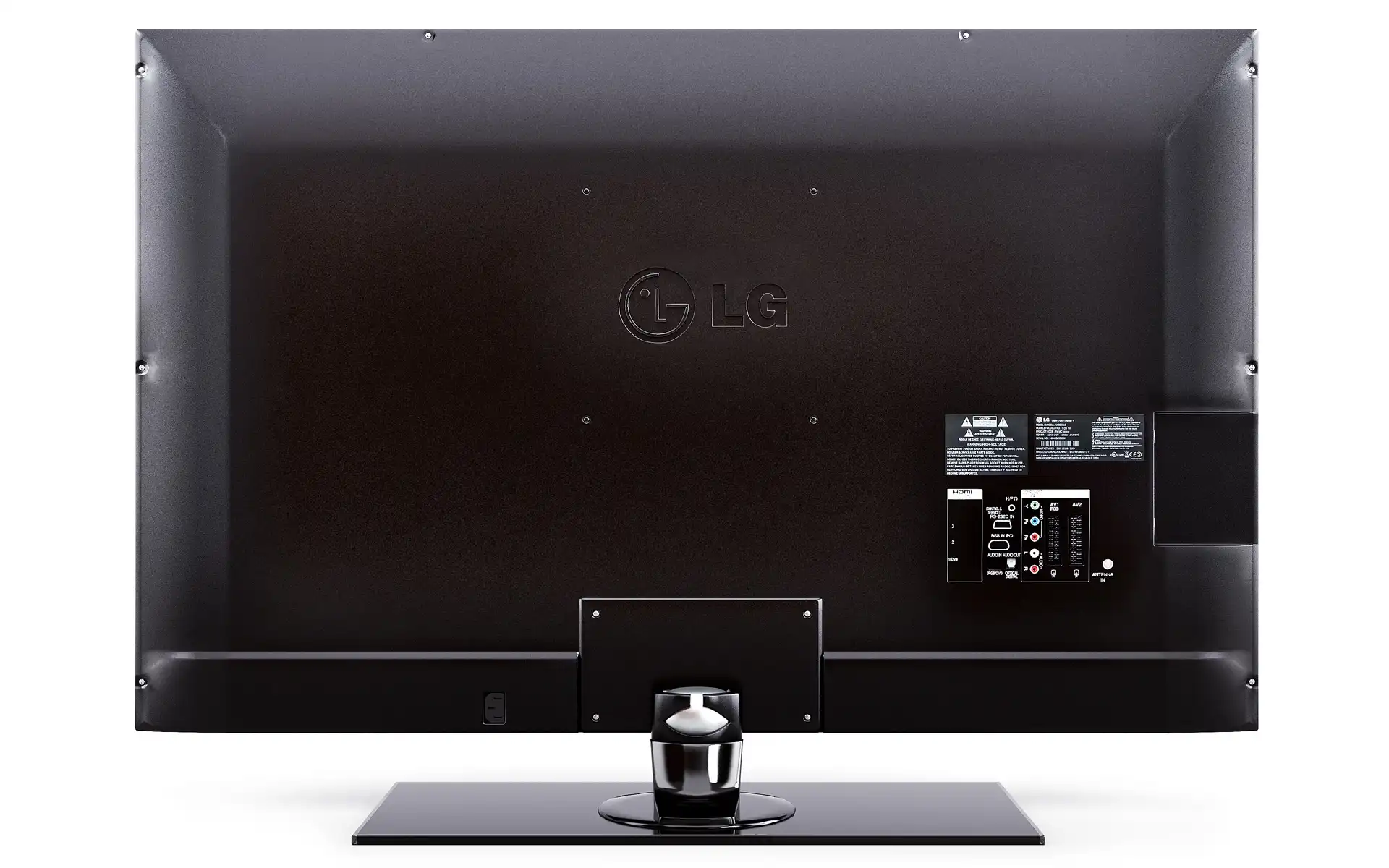 Photorealistic studio rendering of LCD television 3d model's back panel.