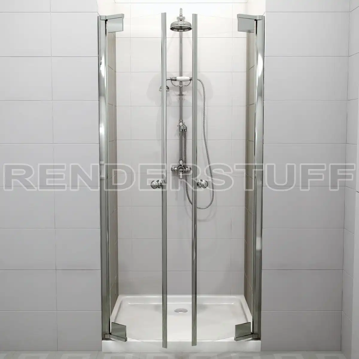 Built-In Shower Cabin w/ Glass Doors