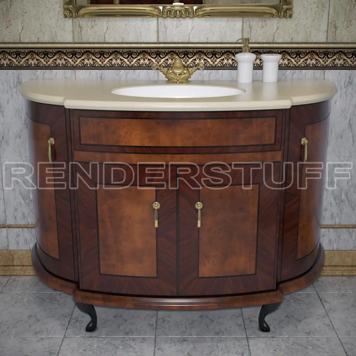 Sink Cabinet Of Natural Wood Free 3D Model