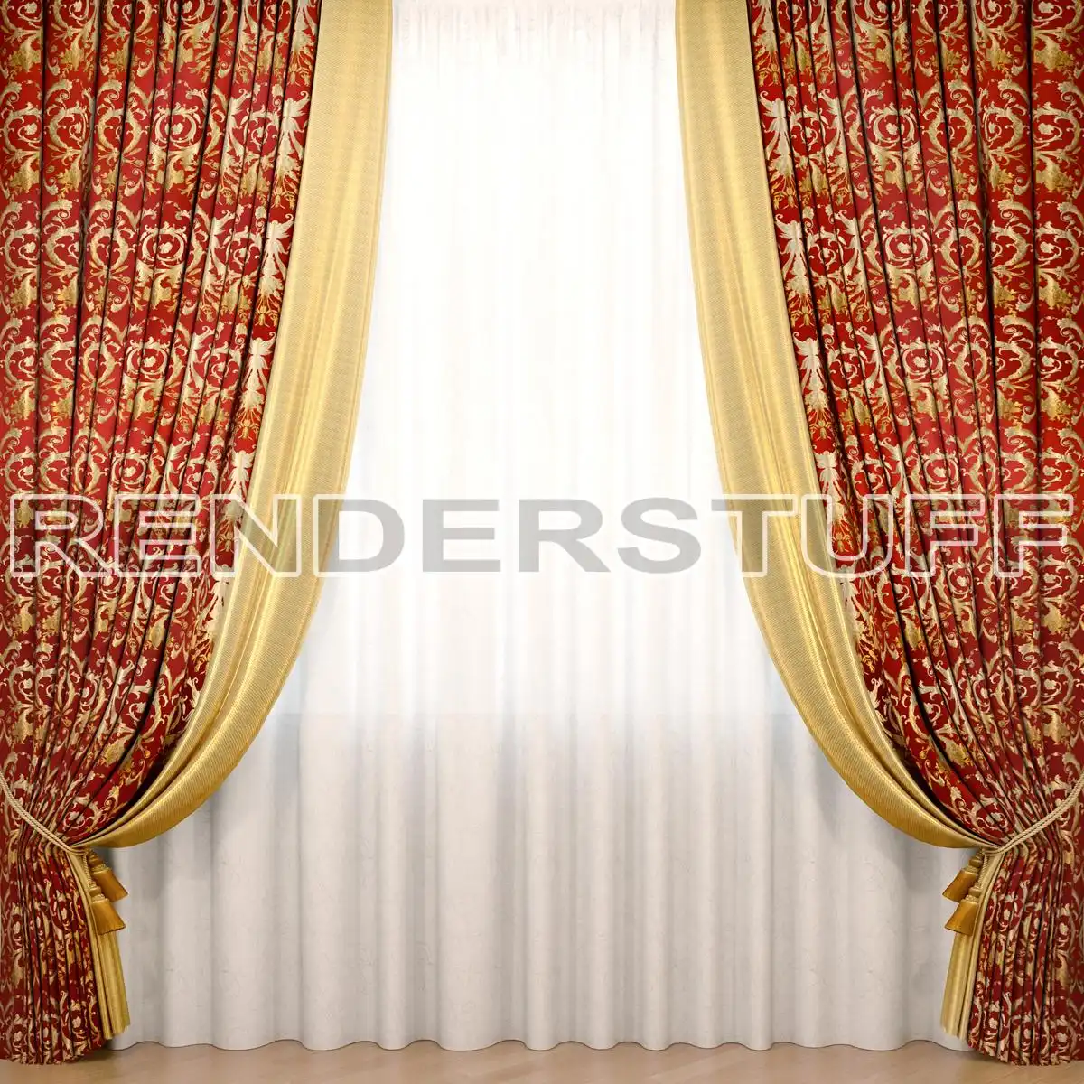 Curtains With Tieback Free 3D Model