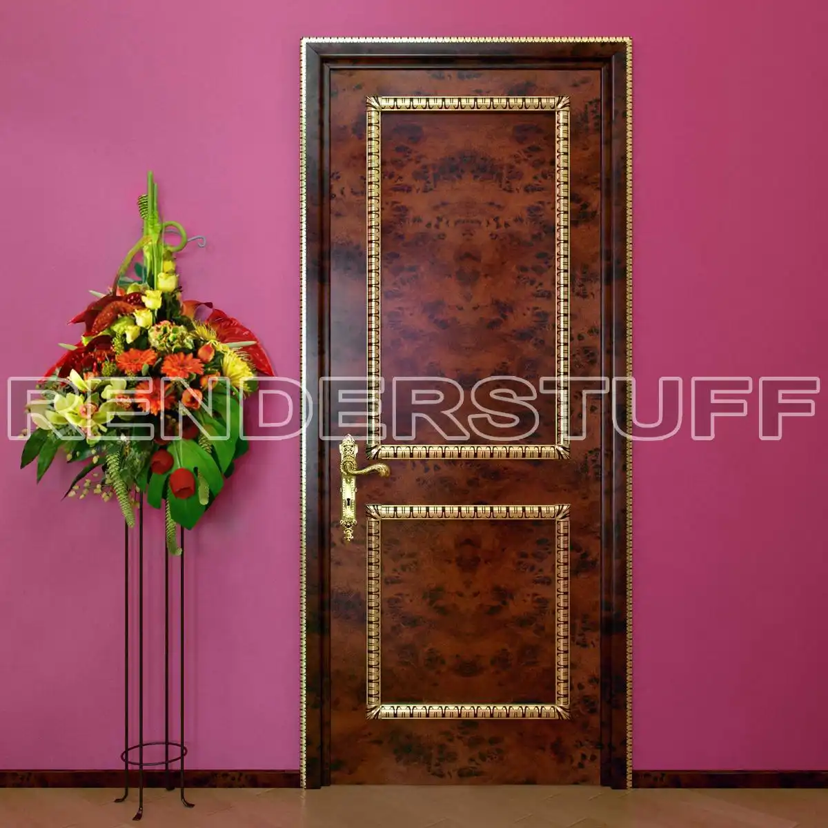 Door Luxurious With Gilt Setting Free 3D Model