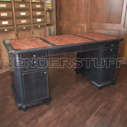 Desk Cabinet Classic Free 3D Model