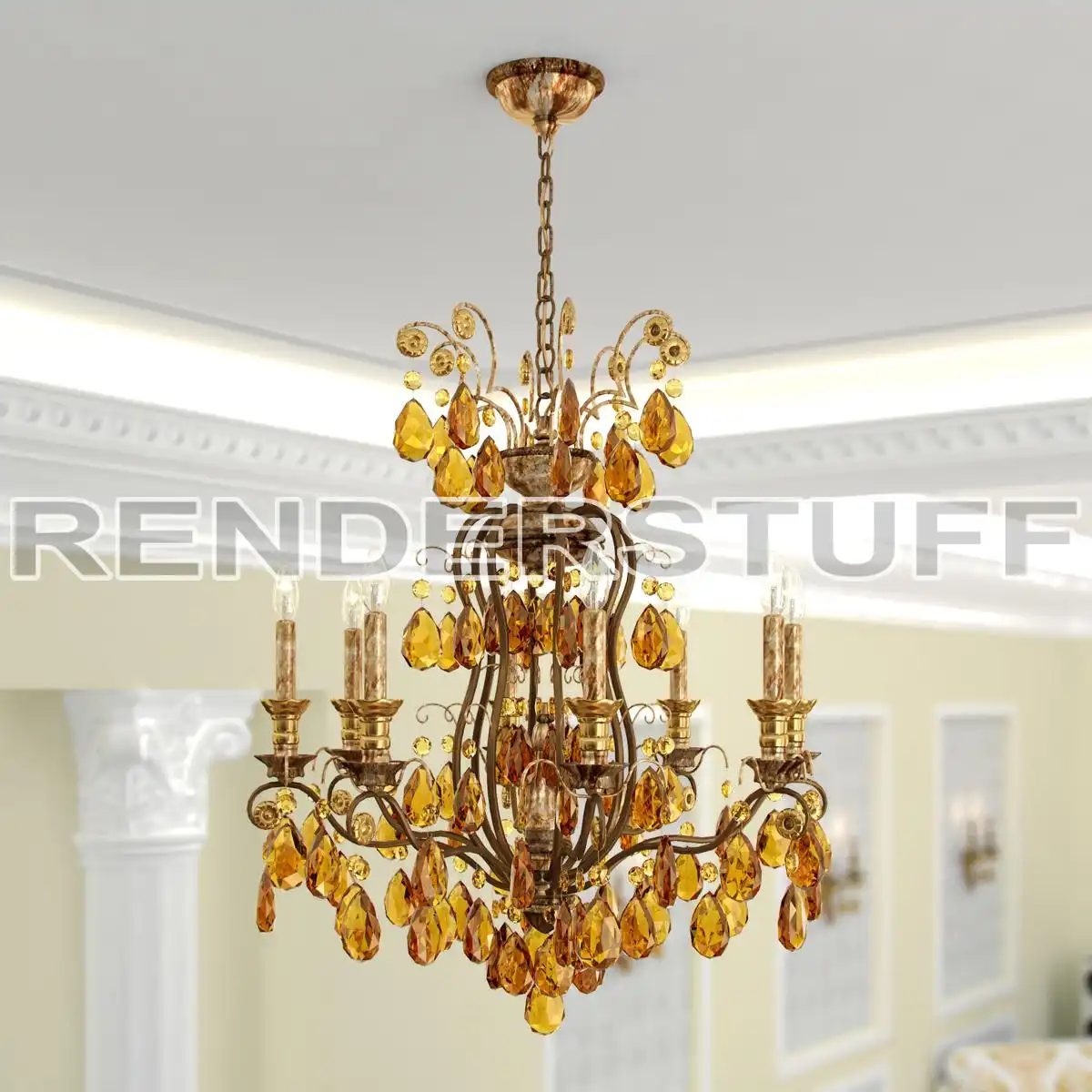 Chandelier Magnificent Caramel Free 3D Model