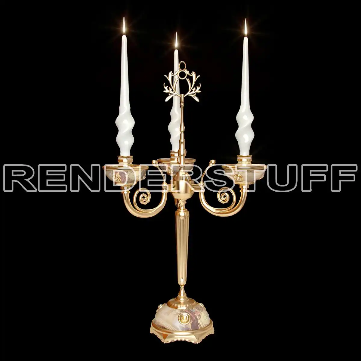 Candelabrum Triple Decorative Free 3D Model